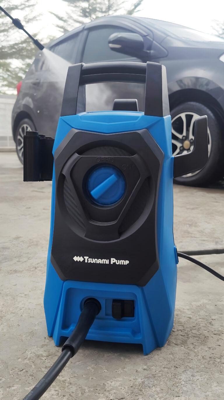 High pressure water cleaner in action during car wash using Tsunami Pump equipment